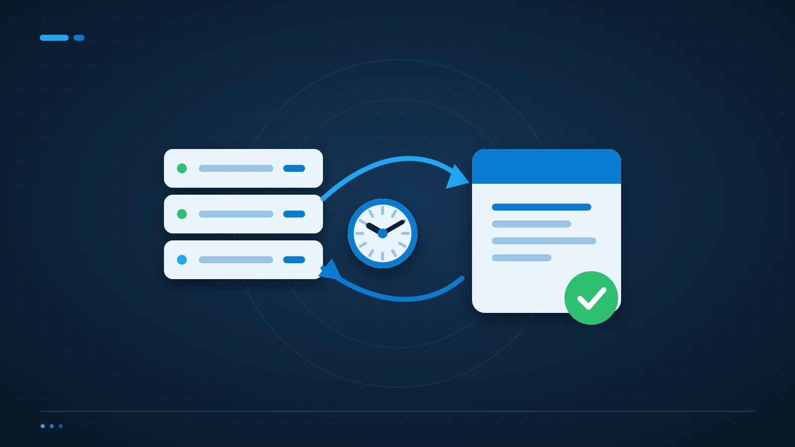 Illustration of a backup server restoring data to a verified document within a timed recovery test